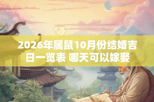 2026年属鼠10月份结婚吉日一览表 哪天可以嫁娶