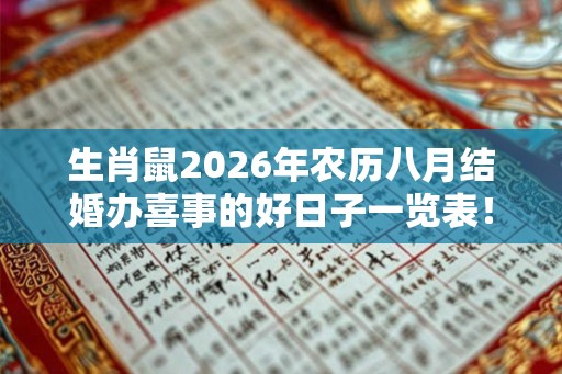 生肖鼠2026年农历八月结婚办喜事的好日子一览表！