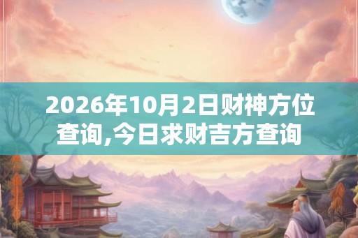 2026年10月2日财神方位查询,今日求财吉方查询