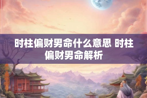 时柱偏财男命什么意思 时柱偏财男命解析