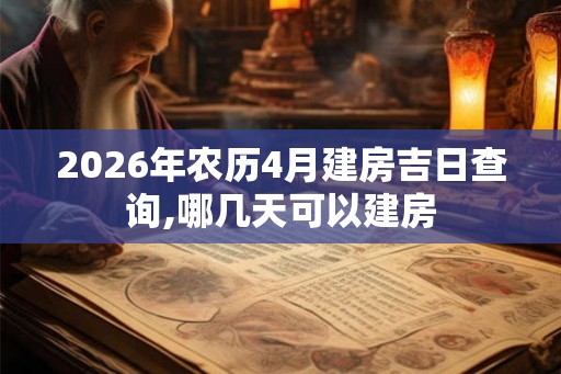 2026年农历4月建房吉日查询,哪几天可以建房