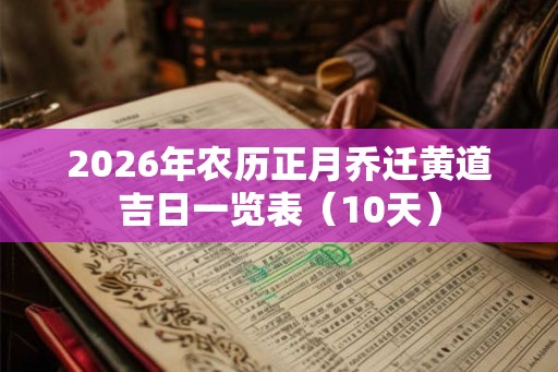 2026年农历正月乔迁黄道吉日一览表（10天）