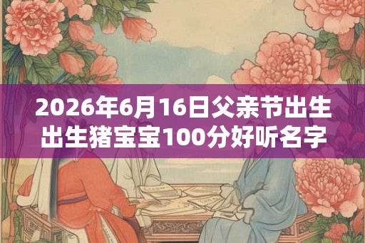 2026年6月16日父亲节出生出生猪宝宝100分好听名字大全！