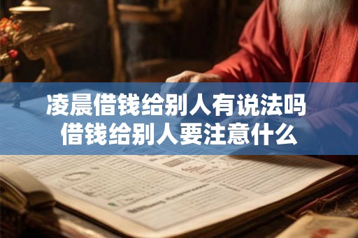 凌晨借钱给别人有说法吗 借钱给别人要注意什么