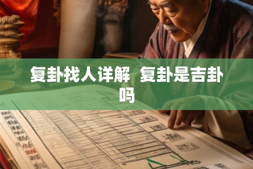 复卦找人详解  复卦是吉卦吗