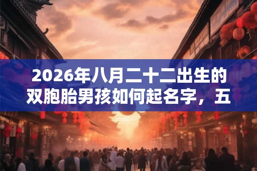 2026年八月二十二出生的双胞胎男孩如何起名字，五行属什么？