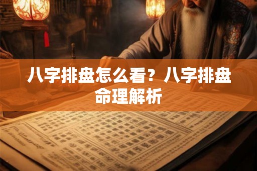 八字排盘怎么看？八字排盘命理解析