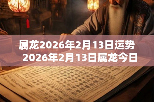 属龙2026年2月13日运势 2026年2月13日属龙今日运势 属龙2026年2月13日运势 2026年2月13日属龙今日运势