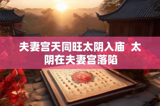 夫妻宫天同旺太阴入庙 太阴在夫妻宫落陷 夫妻宫天同旺太阴入庙 太阴在夫妻宫落陷