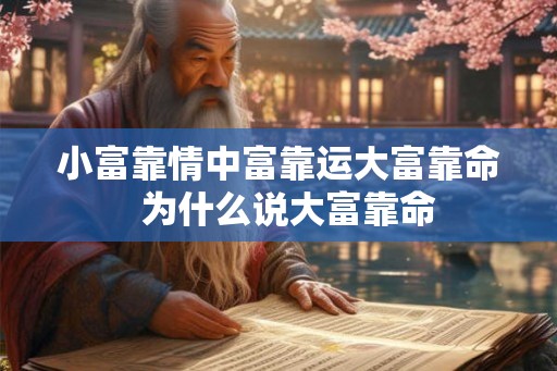 小富靠情中富靠运大富靠命  为什么说大富靠命