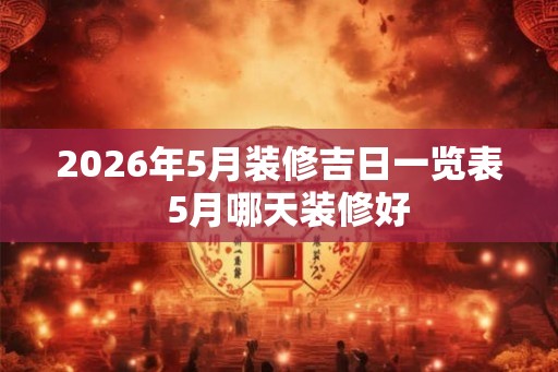 2026年5月装修吉日一览表  5月哪天装修好