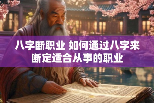 八字断职业 如何通过八字来断定适合从事的职业 八字断职业 如何通过八字来断定适合从事的职业