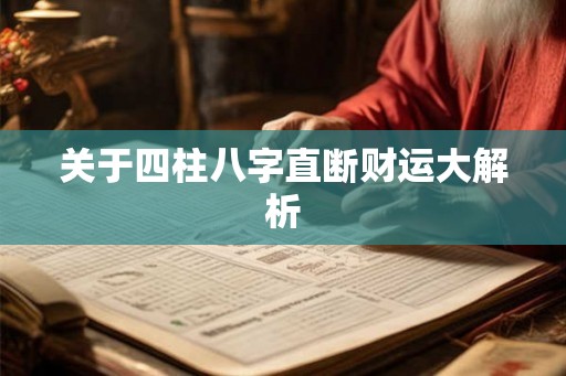 关于四柱八字直断财运大解析 关于四柱八字直断财运大解析