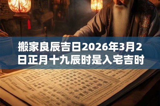 搬家良辰吉日2026年3月2日正月十九辰时是入宅吉时