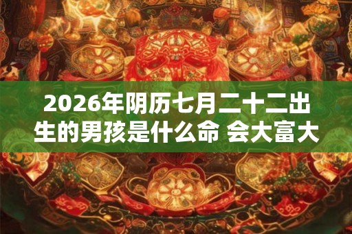 2026年阴历七月二十二出生的男孩是什么命 会大富大贵吗