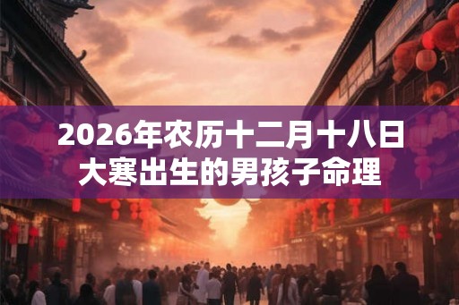 2026年农历十二月十八日大寒出生的男孩子命理