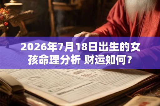 2026年7月18日出生的女孩命理分析 财运如何？