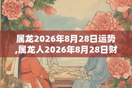 属龙2026年8月28日运势,属龙人2026年8月28日财运,生肖龙2026年8月28日运势