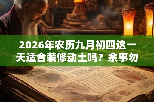 2026年农历九月初四这一天适合装修动土吗？余事勿取是什么意思？
