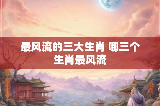 最风流的三大生肖 哪三个生肖最风流