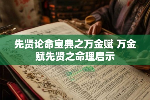 先贤论命宝典之万金赋 万金赋先贤之命理启示