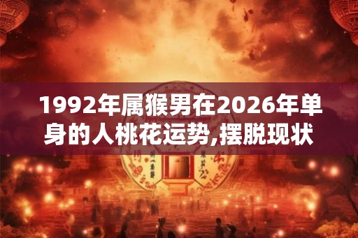 1992年属猴男在2026年单身的人桃花运势,摆脱现状提升自我 1992年属猴男在2026年单身的人桃花运势,摆脱现状提升自我