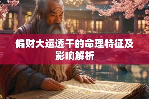 偏财大运透干的命理特征及影响解析