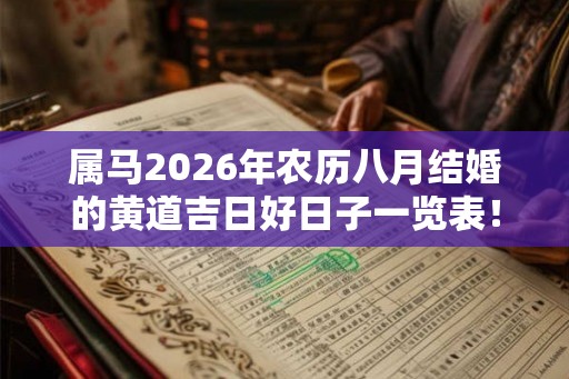 属马2026年农历八月结婚的黄道吉日好日子一览表! 属马2026年农历八月结婚的黄道吉日好日子一览表!