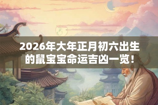 2026年大年正月初六出生的鼠宝宝命运吉凶一览！
