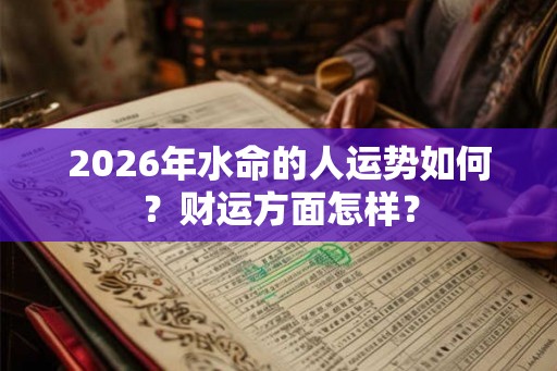 2026年水命的人运势如何？财运方面怎样？