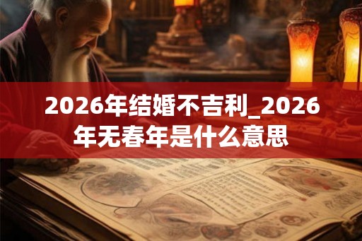 2026年结婚不吉利_2026年无春年是什么意思