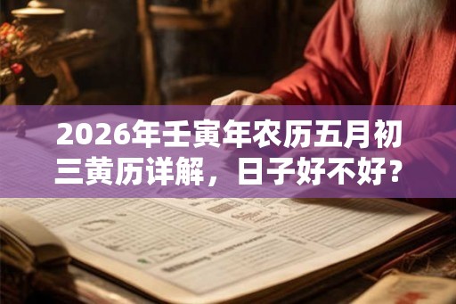 2026年壬寅年农历五月初三黄历详解，日子好不好？