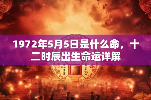 1972年5月5日是什么命，十二时辰出生命运详解