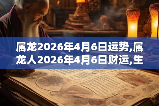 属龙2026年4月6日运势,属龙人2026年4月6日财运,生肖龙2026年4月6日运势