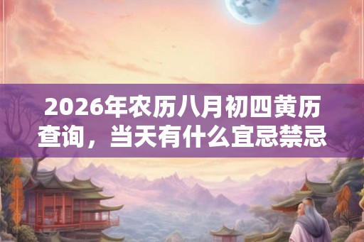 2026年农历八月初四黄历查询,当天有什么宜忌禁忌 2026年农历八月初四黄历查询,当天有什么宜忌禁忌