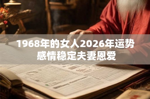 1968年的女人2026年运势 感情稳定夫妻恩爱