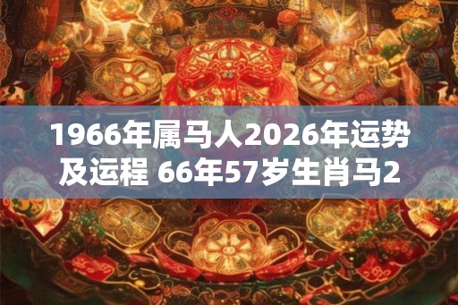 1966年属马人2026年运势及运程 66年57岁生肖马2026年每月运势