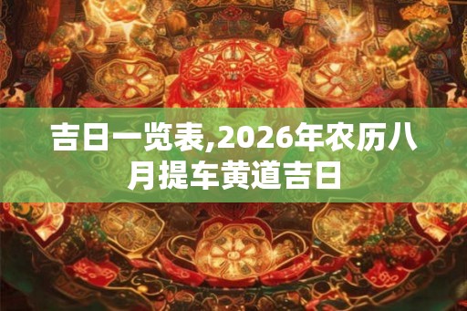 吉日一览表,2026年农历八月提车黄道吉日
