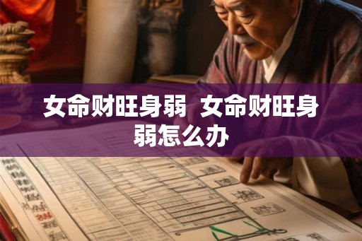 女命财旺身弱  女命财旺身弱怎么办
