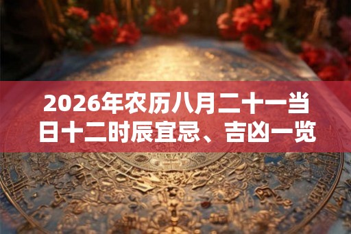 2026年农历八月二十一当日十二时辰宜忌、吉凶一览 2026年农历八月二十一当日十二时辰宜忌、吉凶一览