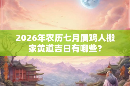 2026年农历七月属鸡人搬家黄道吉日有哪些？