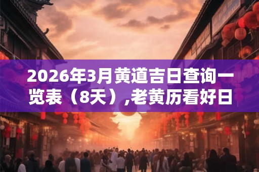 2026年3月黄道吉日查询一览表（8天）,老黄历看好日子