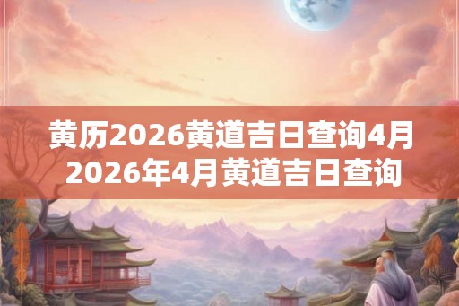 黄历2026黄道吉日查询4月 2026年4月黄道吉日查询