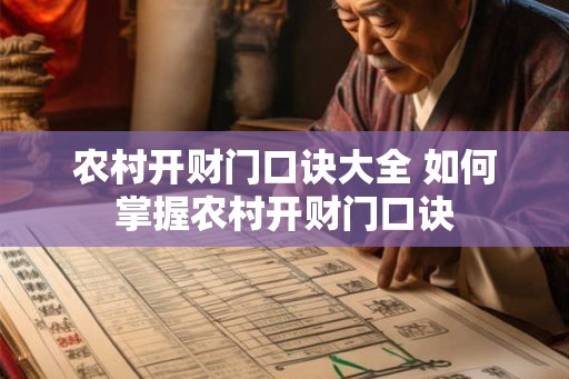 农村开财门口诀大全 如何掌握农村开财门口诀