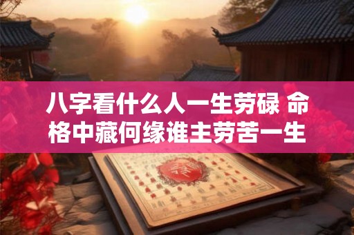 八字看什么人一生劳碌 命格中藏何缘谁主劳苦一生