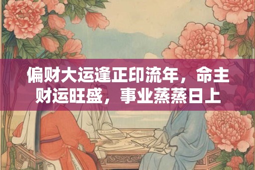 偏财大运逢正印流年，命主财运旺盛，事业蒸蒸日上