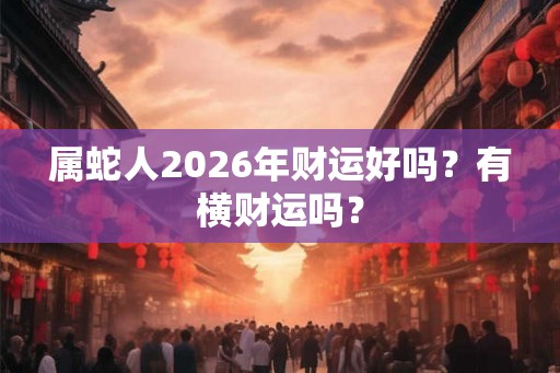 属蛇人2026年财运好吗？有横财运吗？