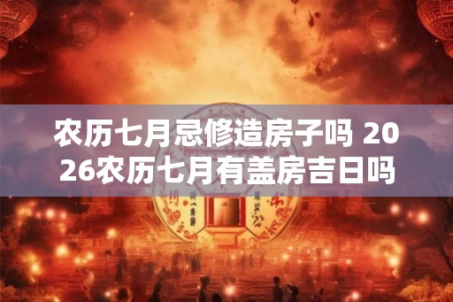 农历七月忌修造房子吗 2026农历七月有盖房吉日吗