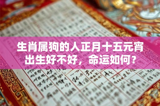 生肖属狗的人正月十五元宵出生好不好，命运如何？