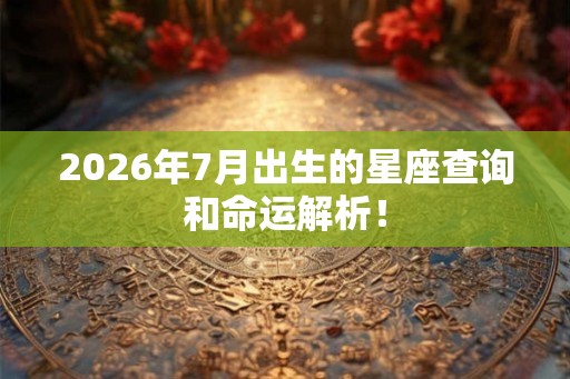 2026年7月出生的星座查询和命运解析！